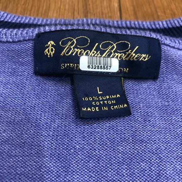 Brooks Brothers Supima Cotton Knit V-Neck Lavender Pullover Size L - Picture 5 of 6